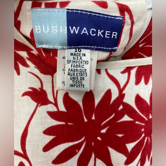 Vintage Linen Blend Vintage Bush Wacker Floral Midi Sleeveless Dress plus 16 - Picture 3 of 15